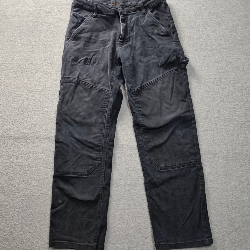CAT Mens Black Carpenter Work‎ Pants 32x30 Double Knee Distressed Heavy Duty